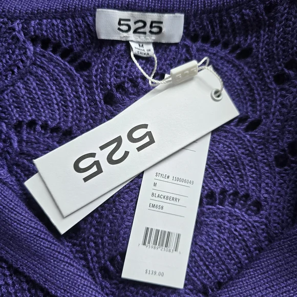 525 America Petal stitch pullover pointelle crochet knit top openwork - Picture 6 of 8